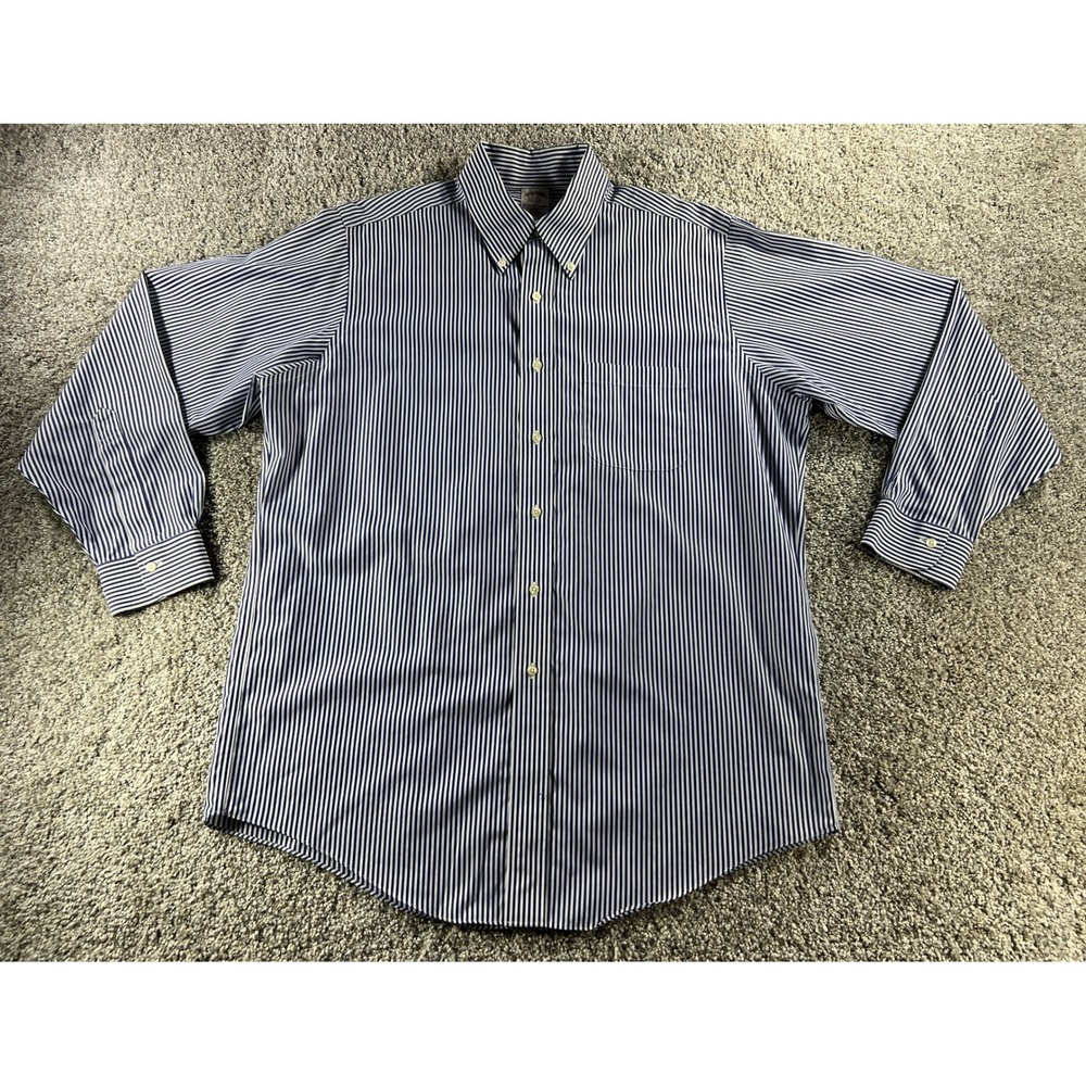 Vtg Brooks Brothers Men 16-34 Traditional Fit Non-Iron Striped Button Down Shirt